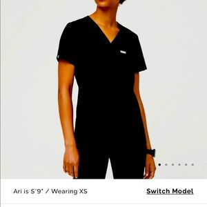 FIGS Black Small Catarina Scrub Top